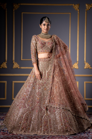 Majestic Rose Gold Bridal Lehenga