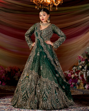 Emerald Empress Hand-Embroidered Lehenga Set