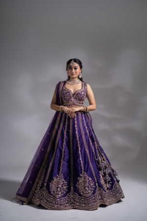 Royal Violet Embroidered Lehenga Set