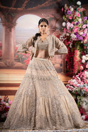 Champagne Gold Embroidered Designer Lehenga