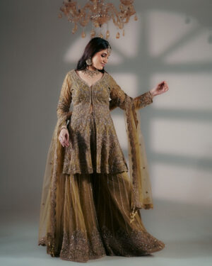 Antique Gold Royal Sharara Set