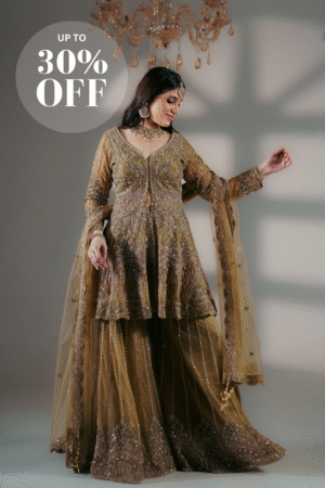 Antique Gold Royal Sharara Set
