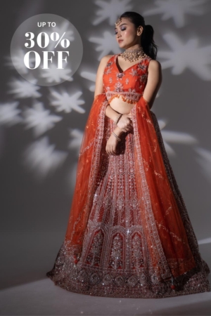 Tangerine Embellished Lehenga Set